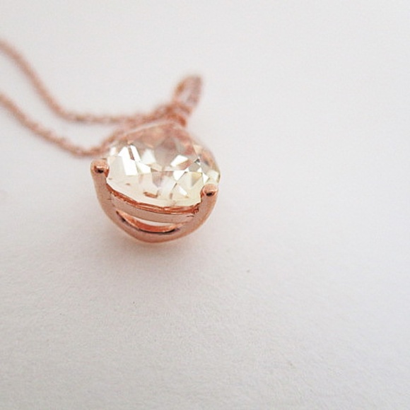 Macy's Rose Gold Pear Shaped Stone Pendant - Sterling Silver - Picture 6 of 9